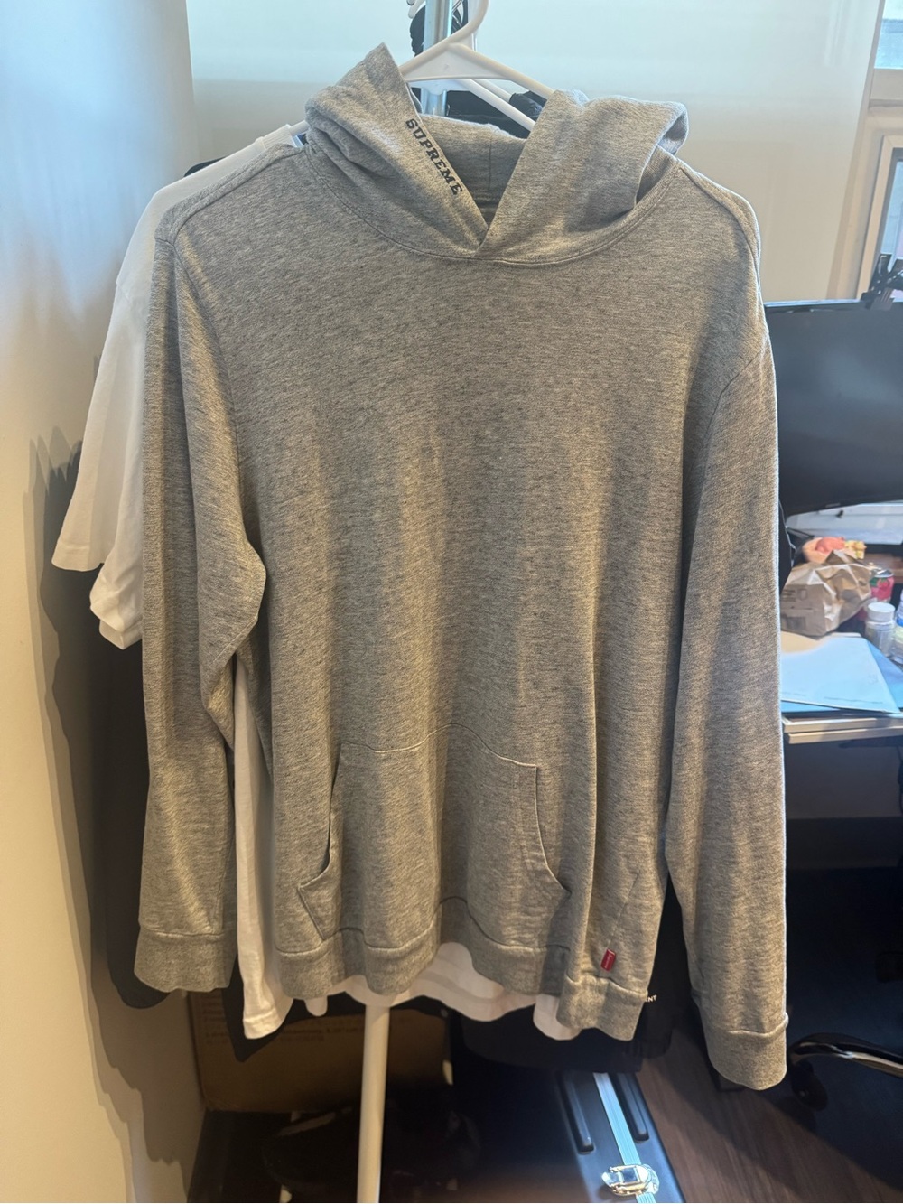 Supreme Gray Pullover Hoodie with Subtle Logo